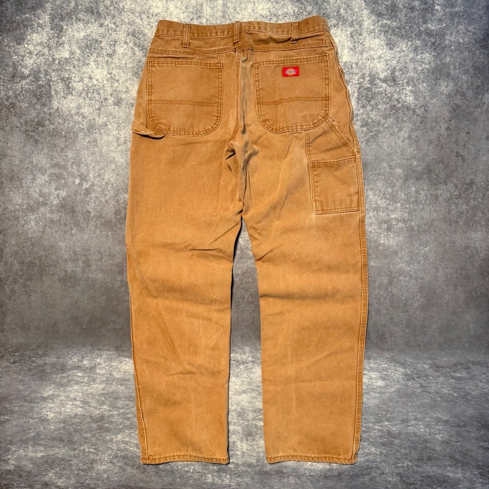 VTG Dickies Mens Brown Relaxed Fit Duck Canvas Carpenter Pants 34x34 Workwear